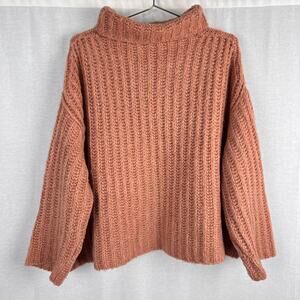 Free People Sweater Fluffy Fox Turtleneck Oversized Chunky Boho Chic Cozy Fall